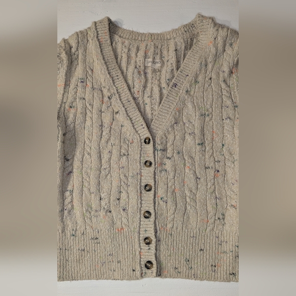 Women's Pilcro Micro Cardigan Sweater Cropped Top Size Small Cream Anthropology - Picture 2 of 7